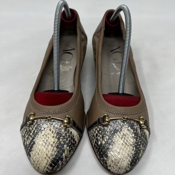 AGL Attilio Giusti Leombruni Snaffle Leather Pump Sz 38 / US 7.5 Snake Beige - Picture 6 of 11